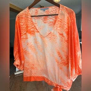 Antonio Melani orange and white blouse. L.